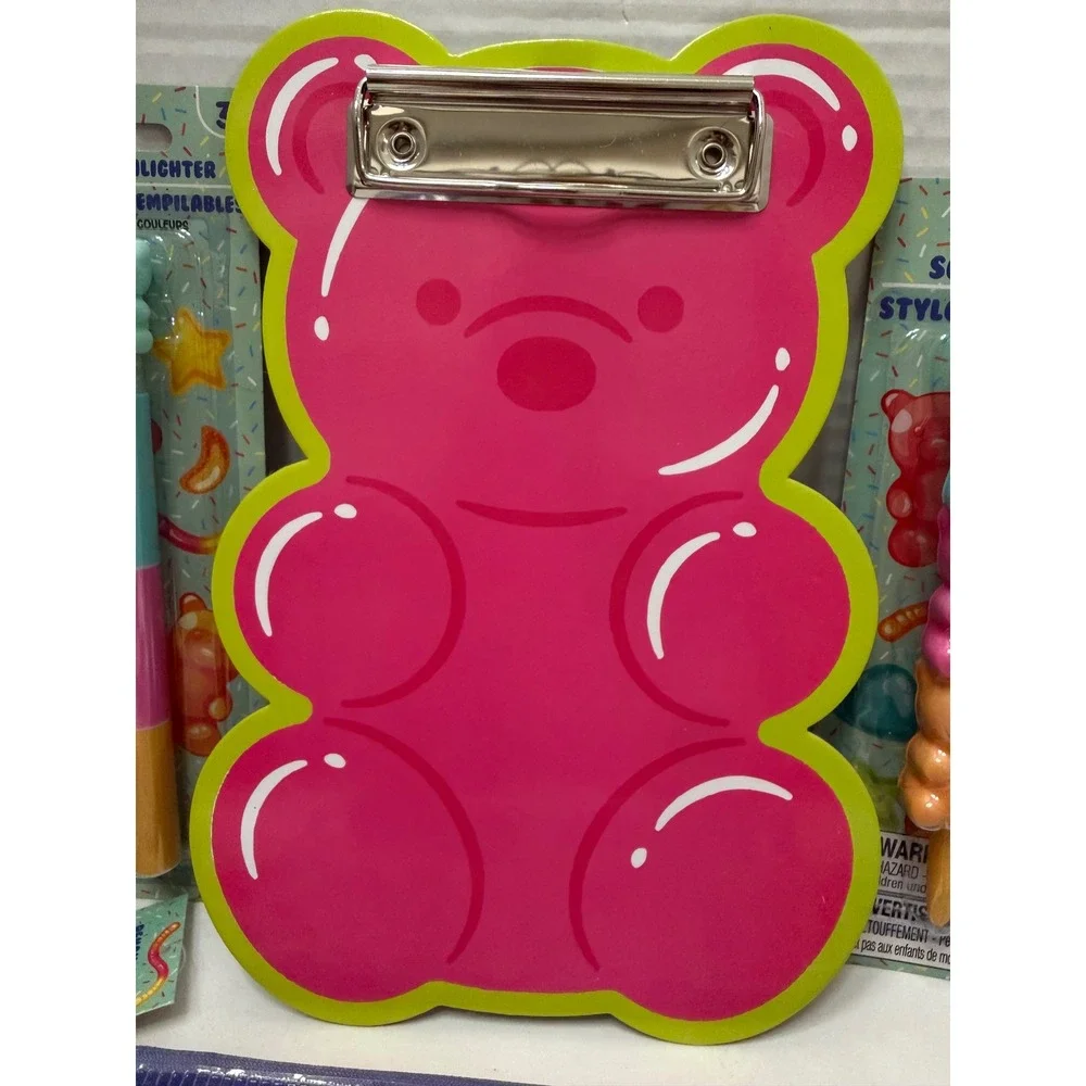 Gummy Bear Stationery Set Clipboard Pencil Pouch Pens Erasers Keychain Bundle